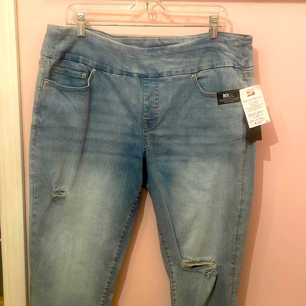 Stitch Star Capris XL Denim Pull-On Stretch Jeans